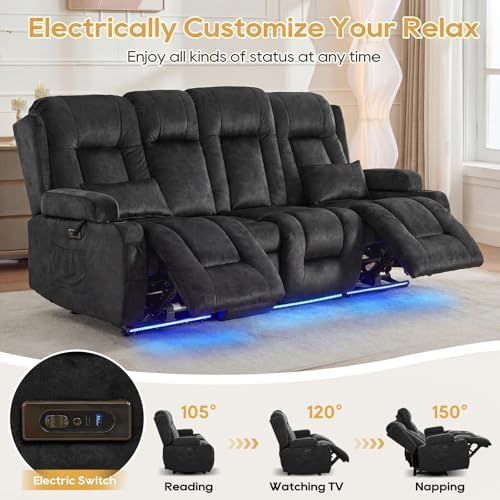 IPKIG Power Loveseat Recliner Sofa with Flip Back Console, 89" - 4 Seat