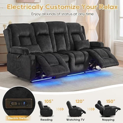 IPKIG Power Loveseat Recliner Sofa with Flip Back Console, 89" - 4 Seat