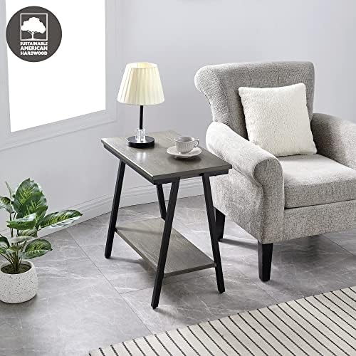 Leick Home Empiria End Table, 15", Smoke Gray, Matte Black