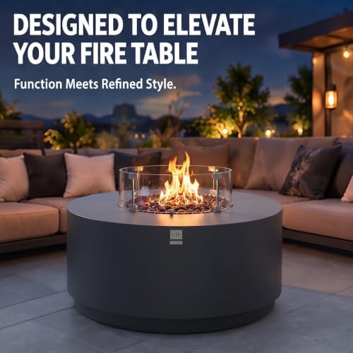 AMS Fireplace 27” Round Clear Tempered Glass Wind Guard f/Fire Pit Tables