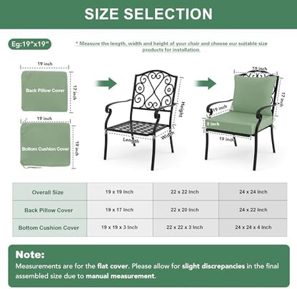 Outdoor Chair Cushions, 24 x 24 Inch, Sage Green