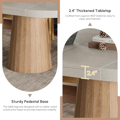 homary Extendable Dining Table for 6 Round to Oval 39"-55", Solid Wood Kitchen Table for 4-6 People, Space-Saving Design for Small Spaces & Family Gatherings