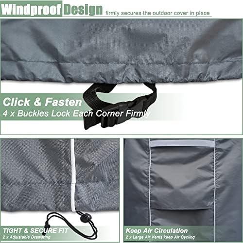 Patio Furniture Cover for Patio Table and Chair Set, 74" L x 47" W x 28" H, Grey