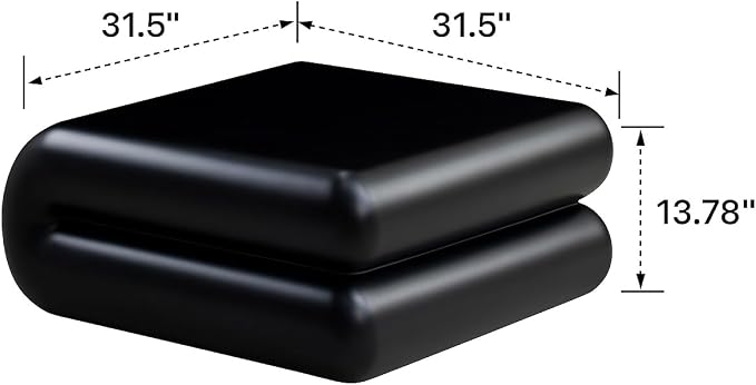 31.5" Modern Black Coffee Table, Stone Coffee Table, Square Minimalist Center Table, Contemporary Low Sofa Side Accent End Tea Table for Living Room Bedroom Apartment, No Assembly Required