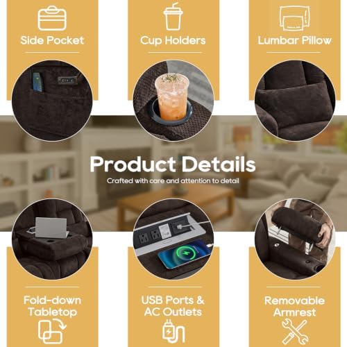 IPKIG Power Loveseat Recliner Sofa with Flip Back Console, 76.8" - 3 Seat