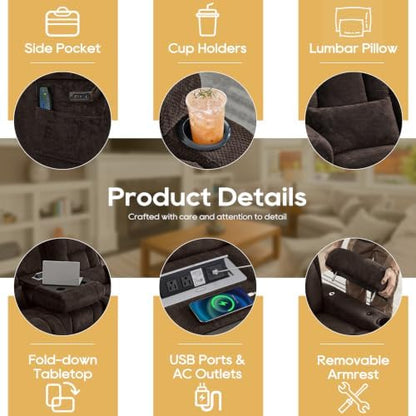 IPKIG Power Loveseat Recliner Sofa with Flip Back Console, 76.8" - 3 Seat