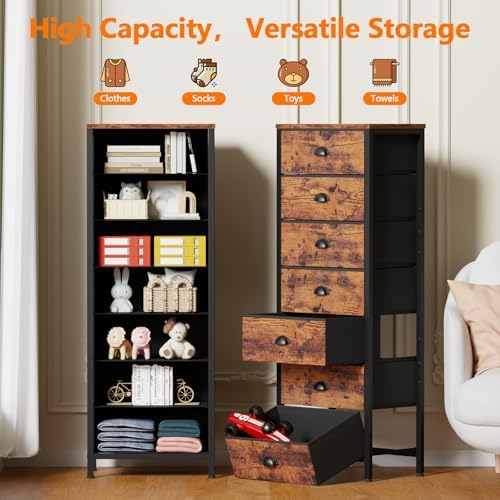 Dresser for Bedroom, 7 Drawers Tall Chest of Drawers