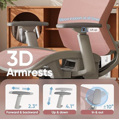 ELABEST Mesh Office Chair,Ergonomic Computer Desk Chair,Sturdy Task Chair- Adjustable Lumbar Support & Armrests,Tilt Function,Comfort Wide Seat,Swivel Home Office Chair