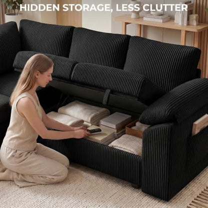 Modular Sectional Sleeper Sofa with Pull Out Bed, U Shaped Couch