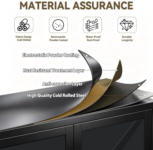 Metal Storage Cabinets with Wheels, Steel Tool Cabinets Lock Door and 5 Adjustable Shelves for Home Office, Garage, Kitchen (Black, 74.8" H)