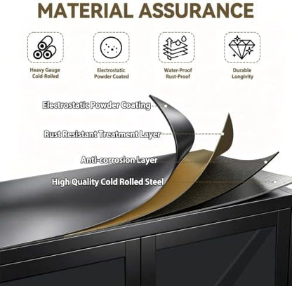 Metal Storage Cabinets with Wheels, Steel Tool Cabinets Lock Door and 5 Adjustable Shelves for Home Office, Garage, Kitchen (Black, 74.8" H)