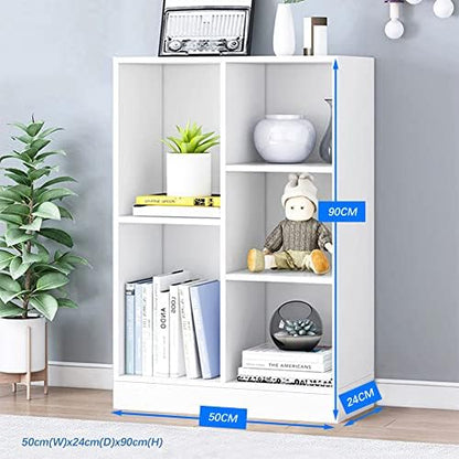 IOTXY Open Shelf Low Bookcase - Wooden 3-Tier Cube Bookshelf, Warm White