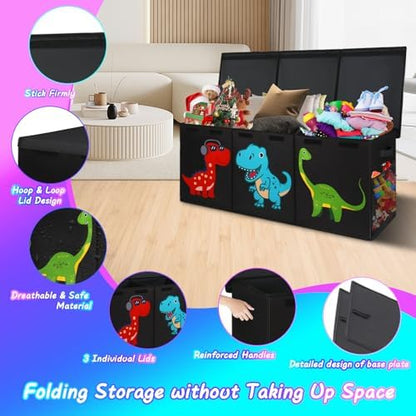 Extra Large Toy Box, Kids Toy Storage Chest with Lids, 40"x16"x16", Black