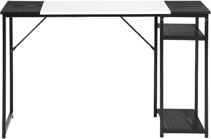 FurnitureR Computer Desk with Shelves for Small Spaces Simple Home Office Desk Study Writing Office Table Laptop PC Writing Desks (White, 55.1 Inch)