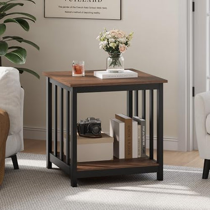 Large End Tables Living Room Set of 2 with Storage Shelf