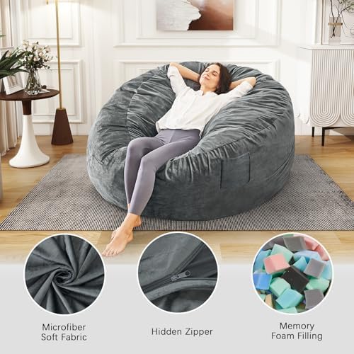 Bean Bag Chairs for Adults - Giant Bean Bag Convertible Floor Sofa