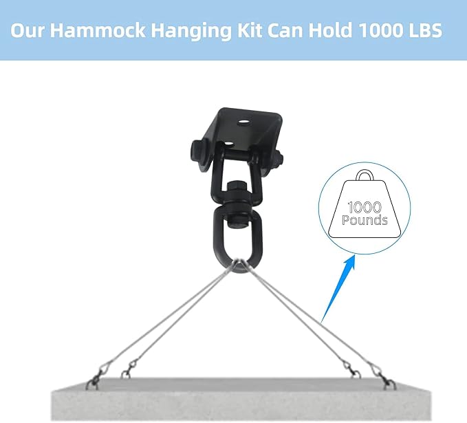 HOMPER Hammock Hanging Kit, 1000 lb Capacity Heavy Duty 360° Rotate Swing Hooks for Chair, Yoga, Outdoor Patio Porch,Black