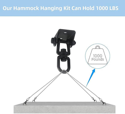 HOMPER Hammock Hanging Kit, 1000 lb Capacity Heavy Duty 360° Rotate Swing Hooks for Chair, Yoga, Outdoor Patio Porch,Black