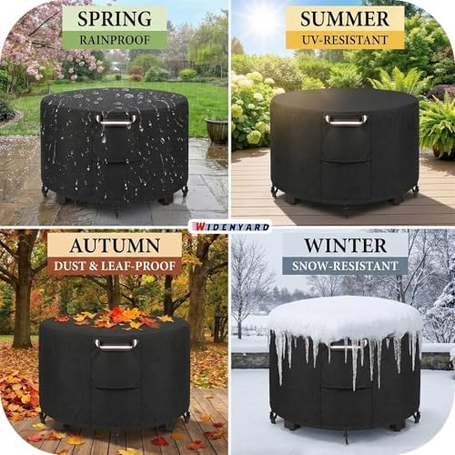 Round Fire Pit Table Cover 36 x 25 inch, Heavy Duty, Waterproof