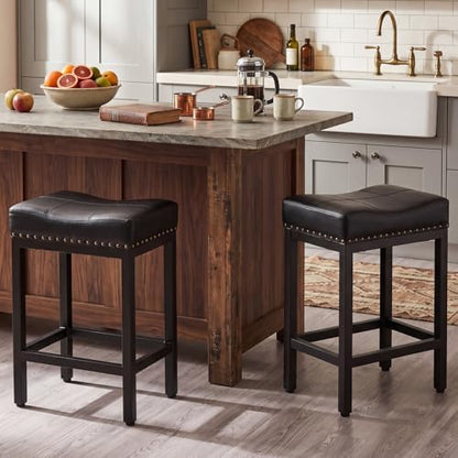 DUMOS 24 Inch Counter Height Bar Stools Set of 2, Kitchen Island, Inky