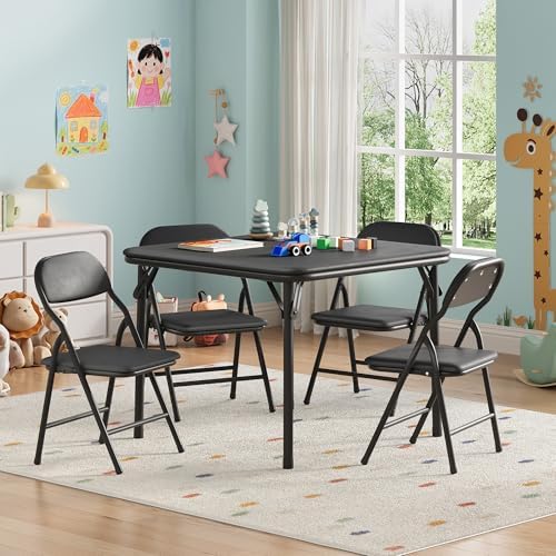 GarveeHome 5-Piece Kids Folding Table and Chairs Set, Activity Table Set