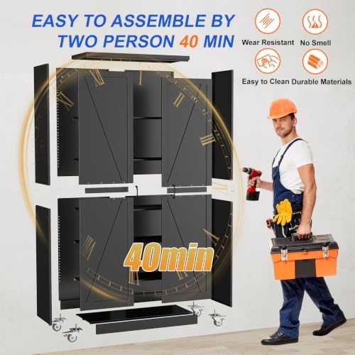 GAIOUS 78.7" Tall Metal Storage Cabinet with Lock and Wheels, File Cabinet
