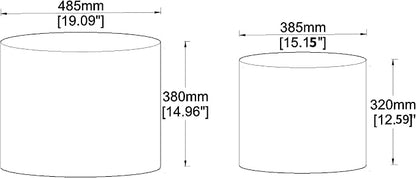 Round Coffee Table Set of 2, Modern Leather Circle Accent Tables, Minimalist Wooden Drum Side Table for Small Spaces Living Room Bedroom Balcony Office. Brown
