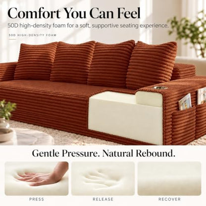 77" Convertible Sofa Bed, Boneless Pull-Out Sleeper Couch, Orange