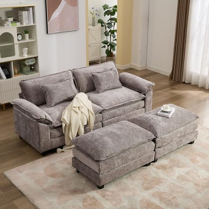 IPKIG 82.6" Modular Sectional Cloud Couch, Modern Sofa with 2 Ottomans