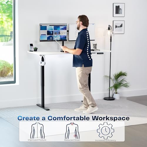 VIVO White 63 x 32 in Standing Desk, DESK-KIT-1B1W