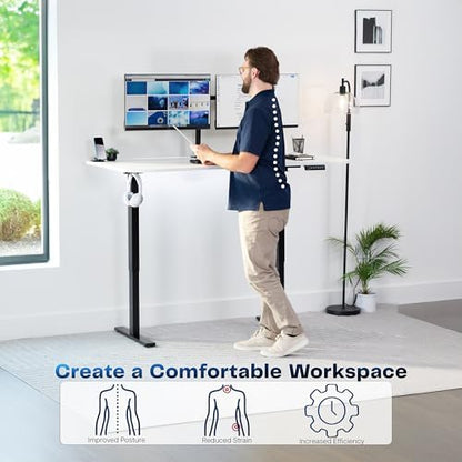VIVO White 63 x 32 in Standing Desk, DESK-KIT-1B1W