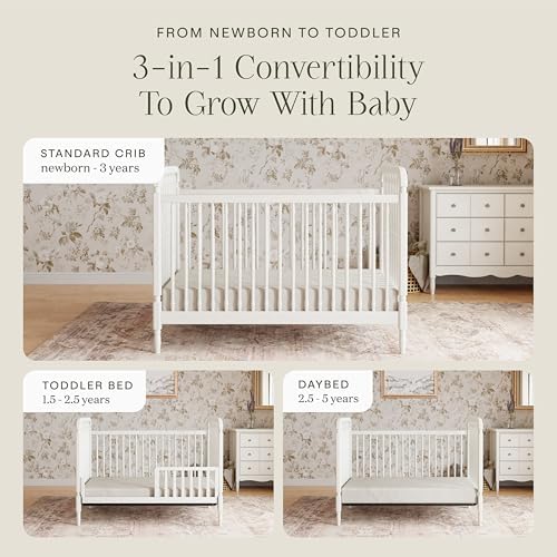 Namesake Liberty 3-in-1 Convertible Spindle Crib Warm White