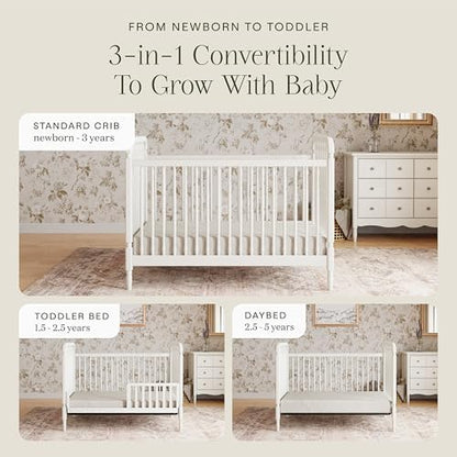 Namesake Liberty 3-in-1 Convertible Spindle Crib Warm White