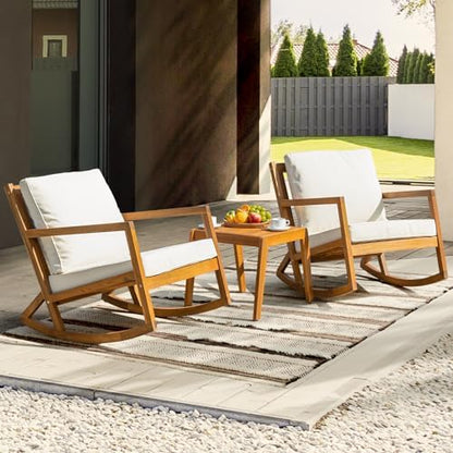 IDZO Outdoor Conversation Rocking Chairs, 3-Piece Patio Bistro Set, 400 lbs
