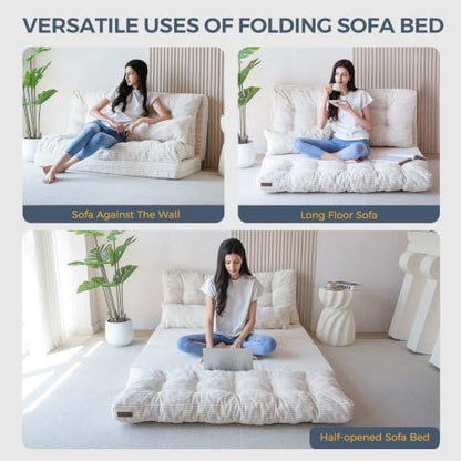 MAXYOYO Folding Sofa Bed, Convertible Chair Couch, Tufted Bean Bag Sofa