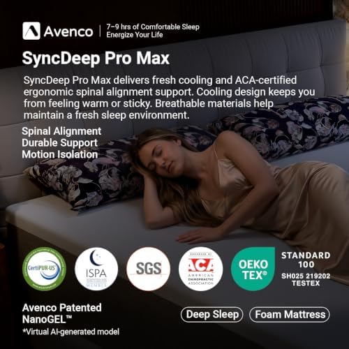 Avenco Premium Queen Mattress 14 Inch, Green Tea Memory Foam Mattress|Gel-Infused Cooling Mattresses, Medium Firm Progressive Support & Fresh Cooling, Motion Isolation, CertiPUR-US Certified