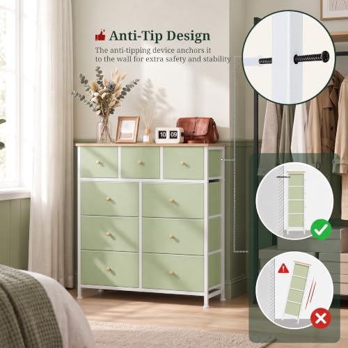 9 Drawer Dresser for Bedroom, Fabric Storage Drawer Unit
