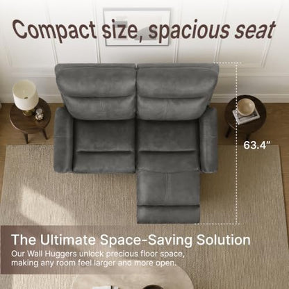 KISLOT 3 Seater Power Loveseat Recliner Sofa, Wall Hugger, Gray