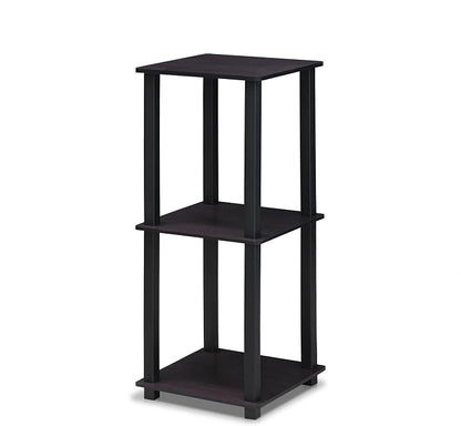 Furinno SIMPLISTIC Side Table Set of 2, 2-Tier Square Modern End Table, Nightstand, Night Stand, Bedside Table, Toolless Assembly, for Living Room, Bedroom, Dark Walnut
