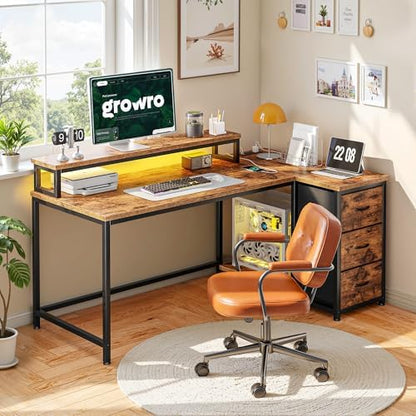 EnHomee 40" L Shaped Computer Desk with 3 Storage Drawers for Teen Room