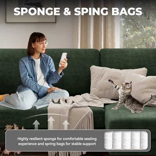 U-Shaped Sectional Sofa for Living Room, Modern Modular Sofa with Double Chaise, Classic Lounge Couch Sleeper for Apartment, Forest