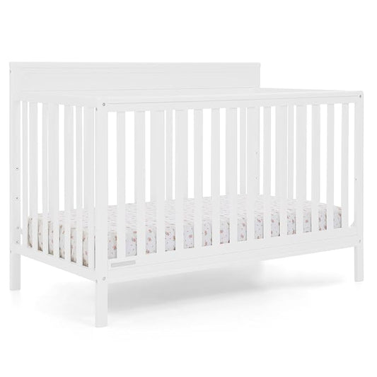 Delta Children Isabelle 6-in-1 Convertible Crib, Converts to Toddler Bed, Daybed, Sofa & Full Bed with/Without Footbaord, Greenguard Gold Certified, Mattress Heights, Bianca White