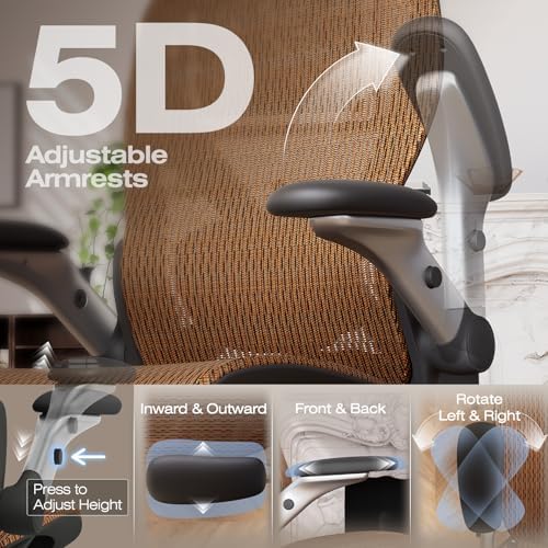 ELABEST X100 Ergonomic Mesh Office Chair with Footrest, Big and Tall Home Desk Chair with 5D Flip-Up Arms