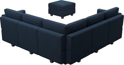 Belffin Modular Sectional Sofa with Storage Seats Velvet L Shaped Corner Couch Convertible Sectional Sofa with Chaise (Blue, L Shape-1)…