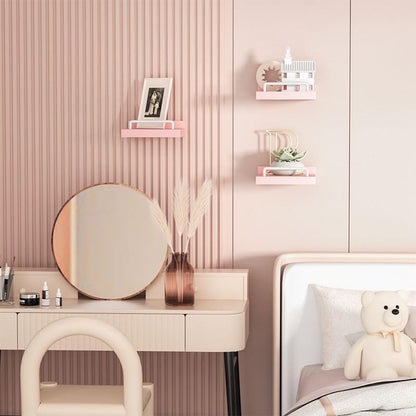 RYOFOBETTO Small Floating Shelf, 6X6 Inches Farmhouse Wall Shelves for Living Room, Bedroom, Picture Frames, Plants, Kitchen, Set of 3 (Pink and White)