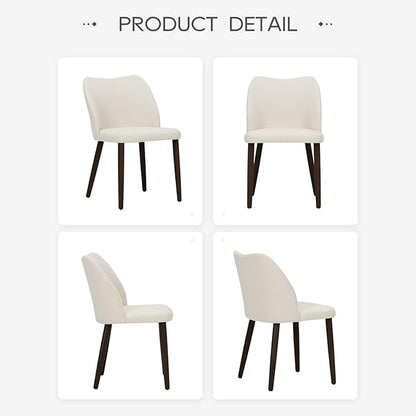 COLAMY Dining Chairs Set of 2, Upholstered Fabric Kitchen Chairs with Curved Back, Padded Seat and Solid Wood Legs, Modern Dining Chair for Kitchen Dining Room, Beige