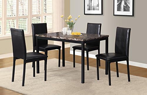 Roundhill Furniture Noyes Faux Leather Metal Frame Dining Chair, Set of 4, Black