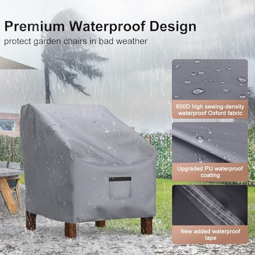 Patio Chair Covers, Lounge Deep Seat Cover, Heavy Duty Outdoor Lawn Patio Furniture Covers (29" W x 30" D x 36" H - 2 Pack)