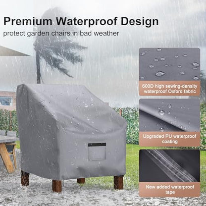 Patio Chair Covers, Lounge Deep Seat Cover, Heavy Duty Outdoor Lawn Patio Furniture Covers (29" W x 30" D x 36" H - 2 Pack)