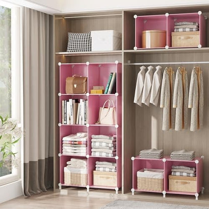 AWTATOS Cube Storage Organizer, Closet Organizers, 6 Cube Shelf, Pink
